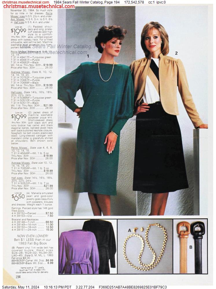 1984 Sears Fall Winter Catalog, Page 194