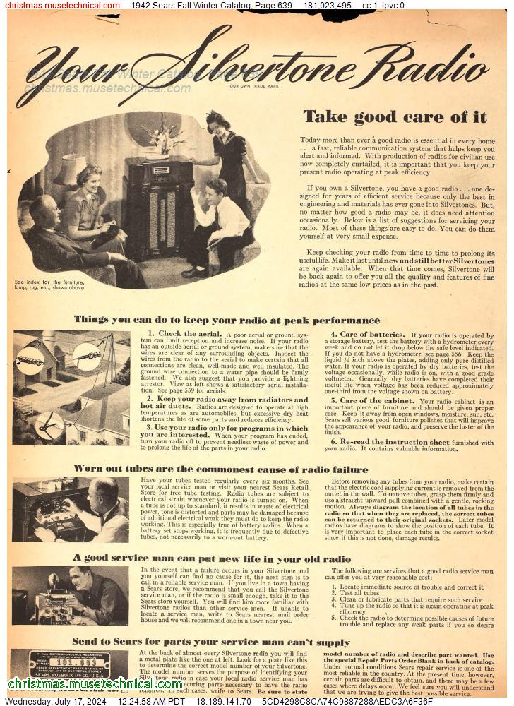 1942 Sears Fall Winter Catalog, Page 639