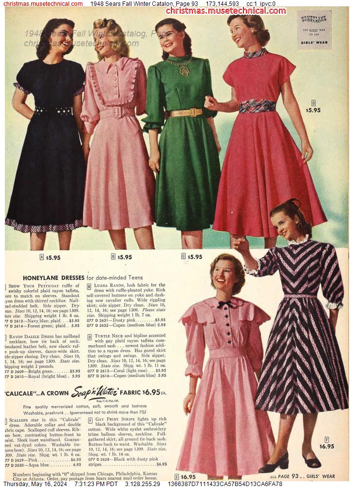 1948 Sears Fall Winter Catalog, Page 93