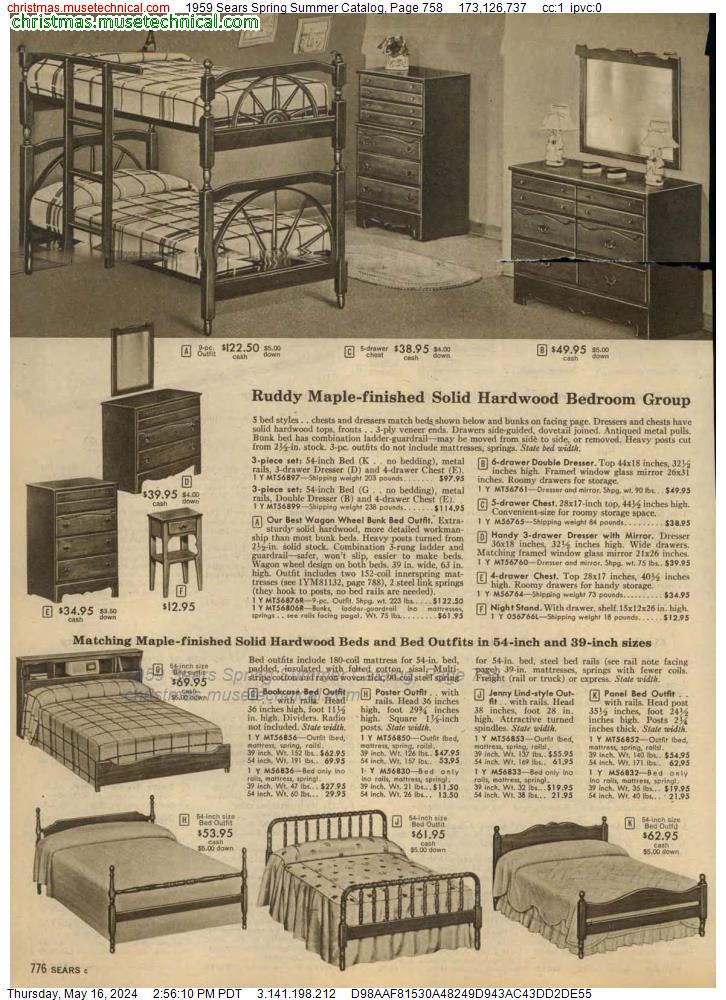 1959 Sears Spring Summer Catalog, Page 758