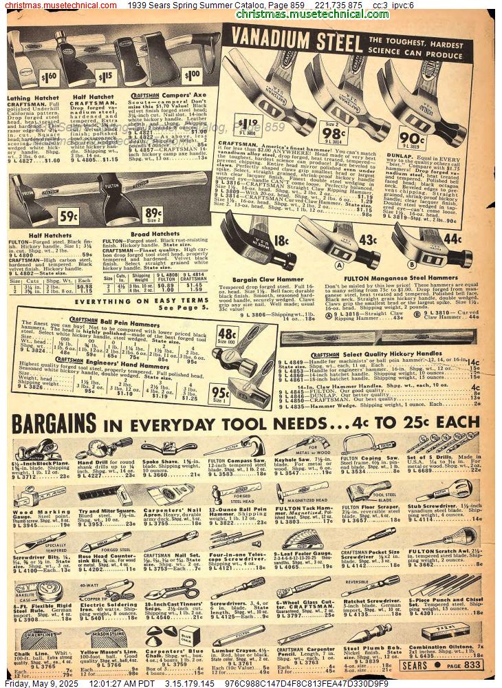 1939 Sears Spring Summer Catalog, Page 859