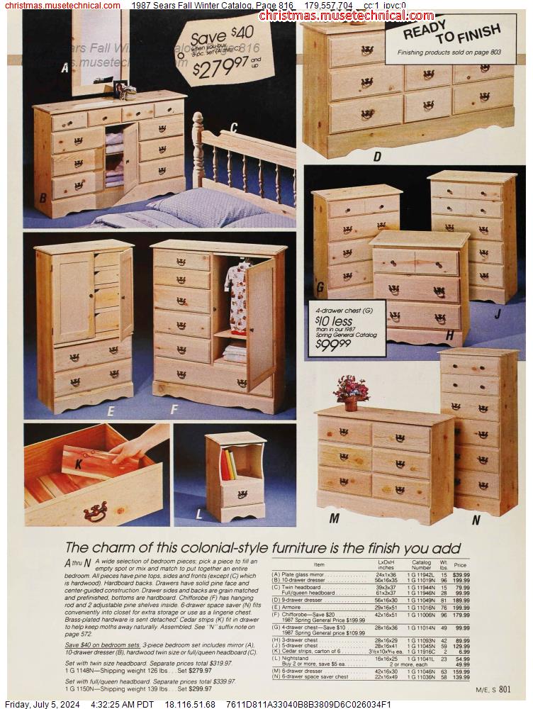 1987 Sears Fall Winter Catalog, Page 816