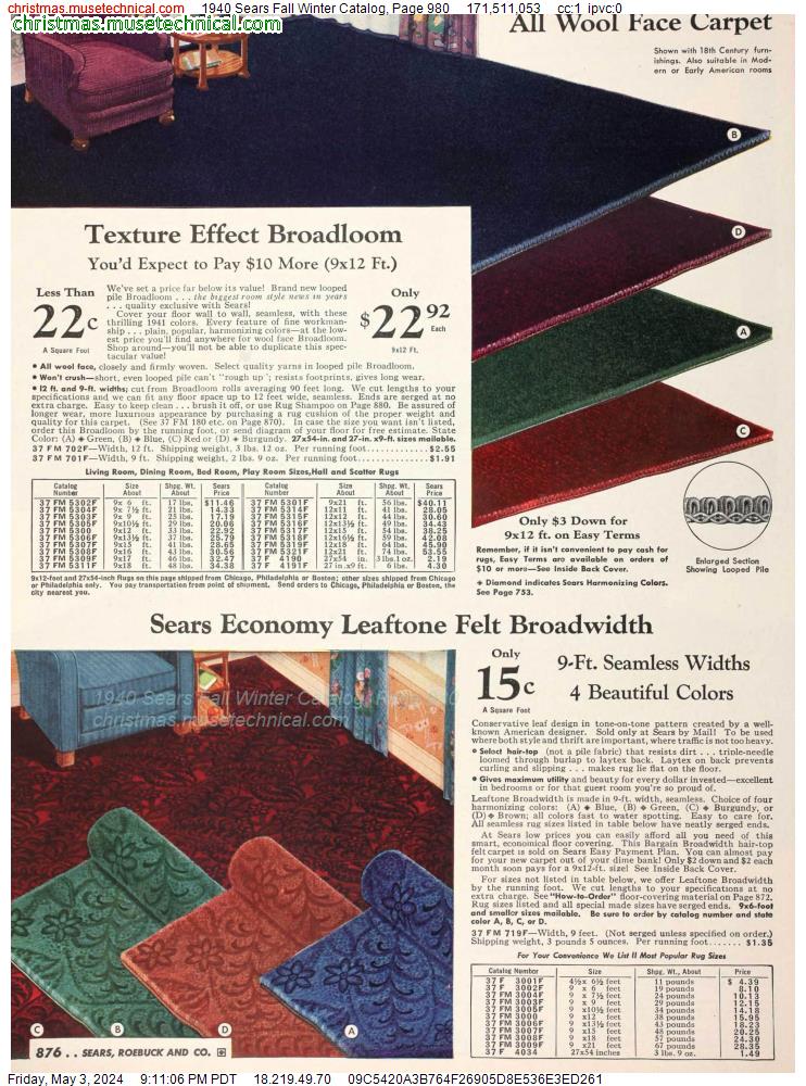 1940 Sears Fall Winter Catalog, Page 980