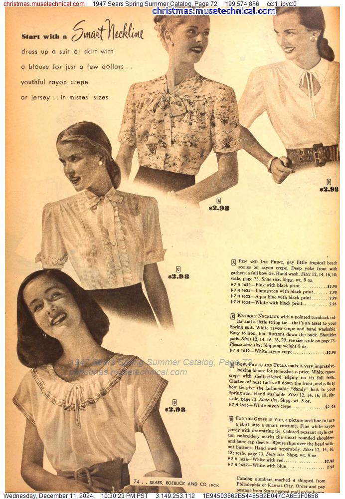 1947 Sears Spring Summer Catalog, Page 72