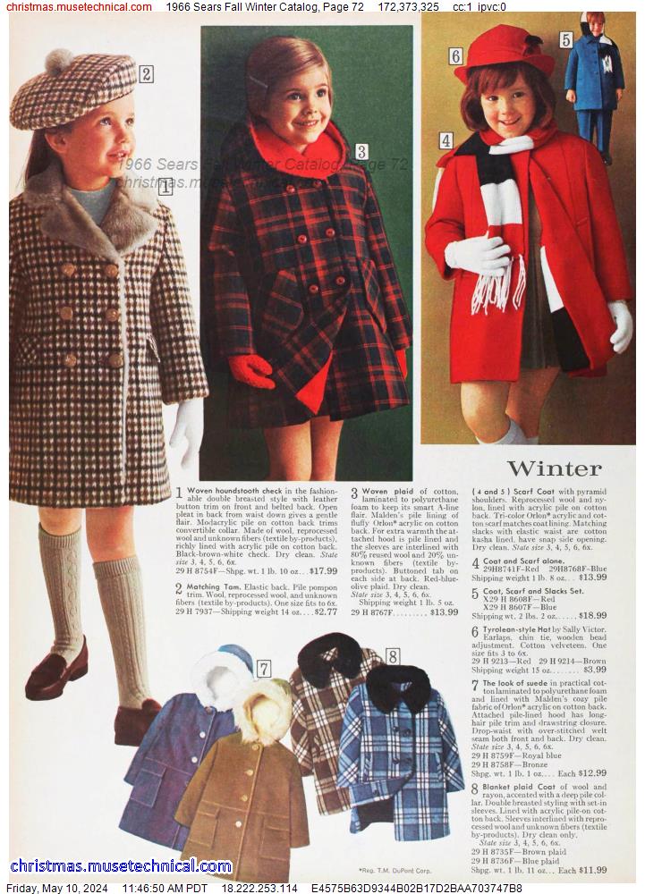 1966 Sears Fall Winter Catalog, Page 72