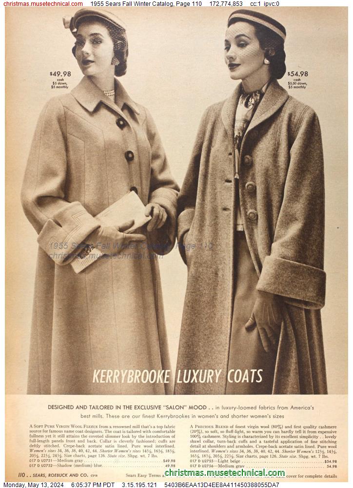 1955 Sears Fall Winter Catalog, Page 110
