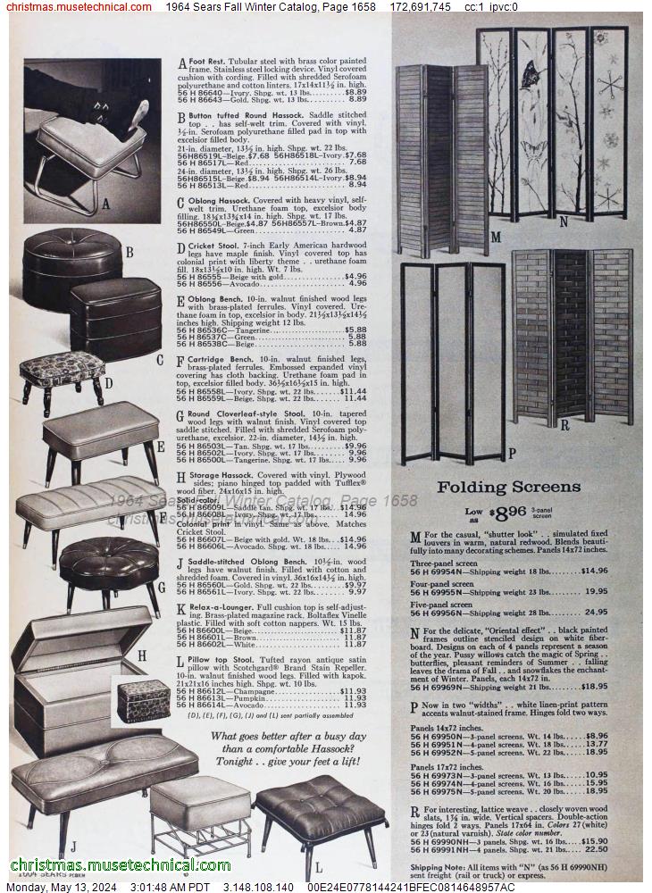 1964 Sears Fall Winter Catalog, Page 1658