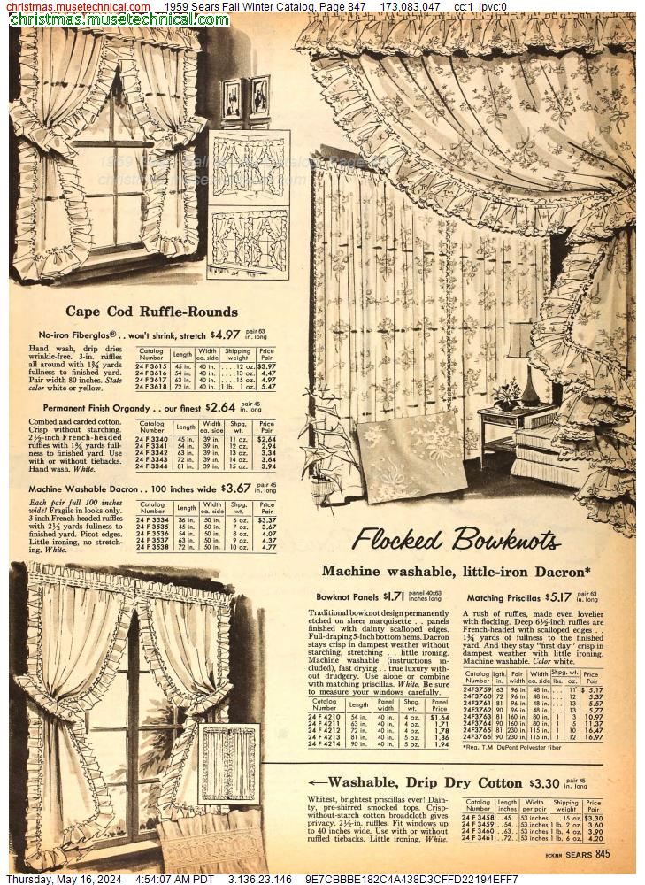 1959 Sears Fall Winter Catalog, Page 847