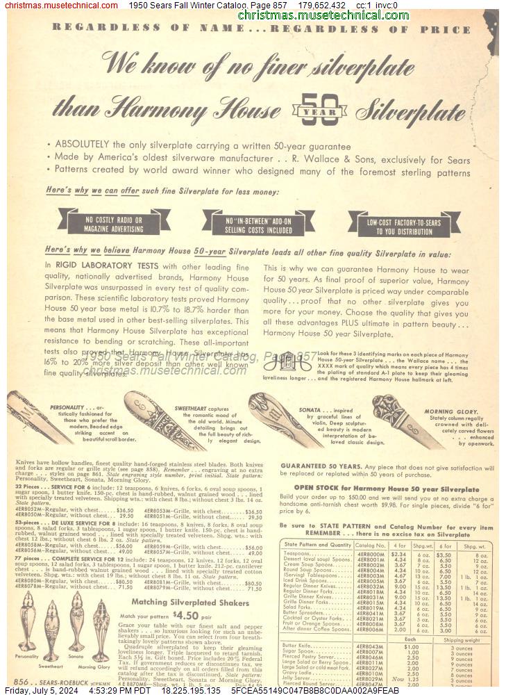 1950 Sears Fall Winter Catalog, Page 857