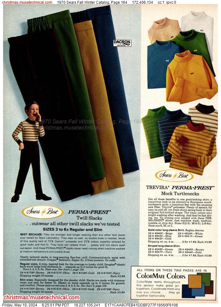 1970 Sears Fall Winter Catalog, Page 164