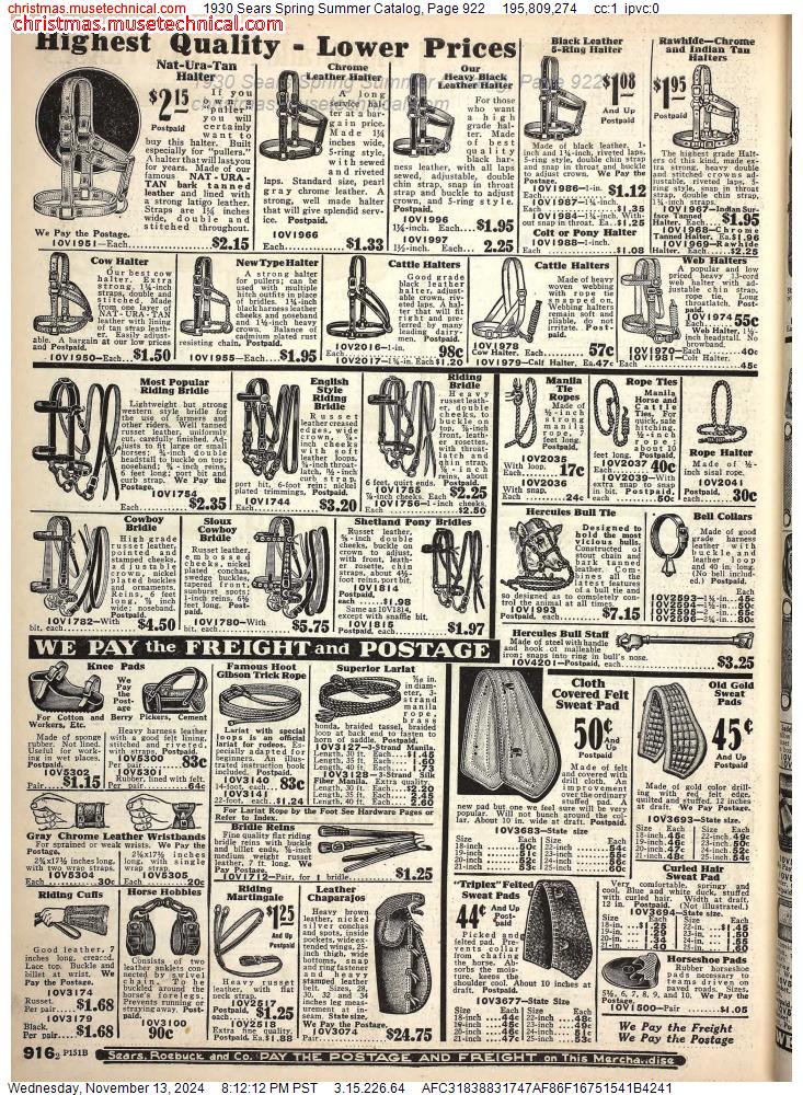 1930 Sears Spring Summer Catalog, Page 922