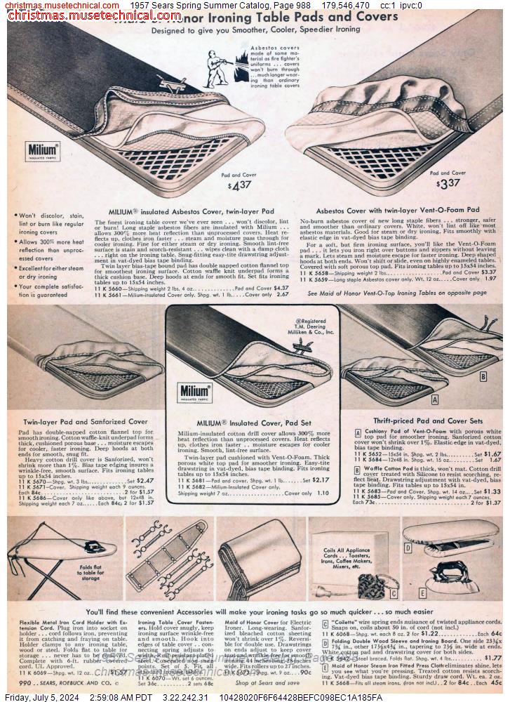 1957 Sears Spring Summer Catalog, Page 988