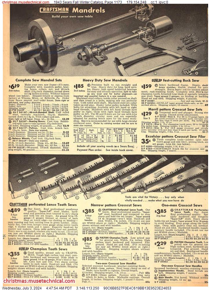1943 Sears Fall Winter Catalog, Page 1173