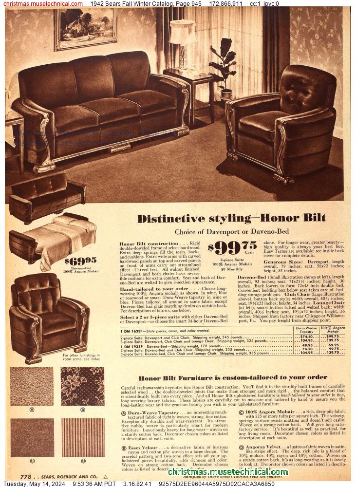 1942 Sears Fall Winter Catalog, Page 945