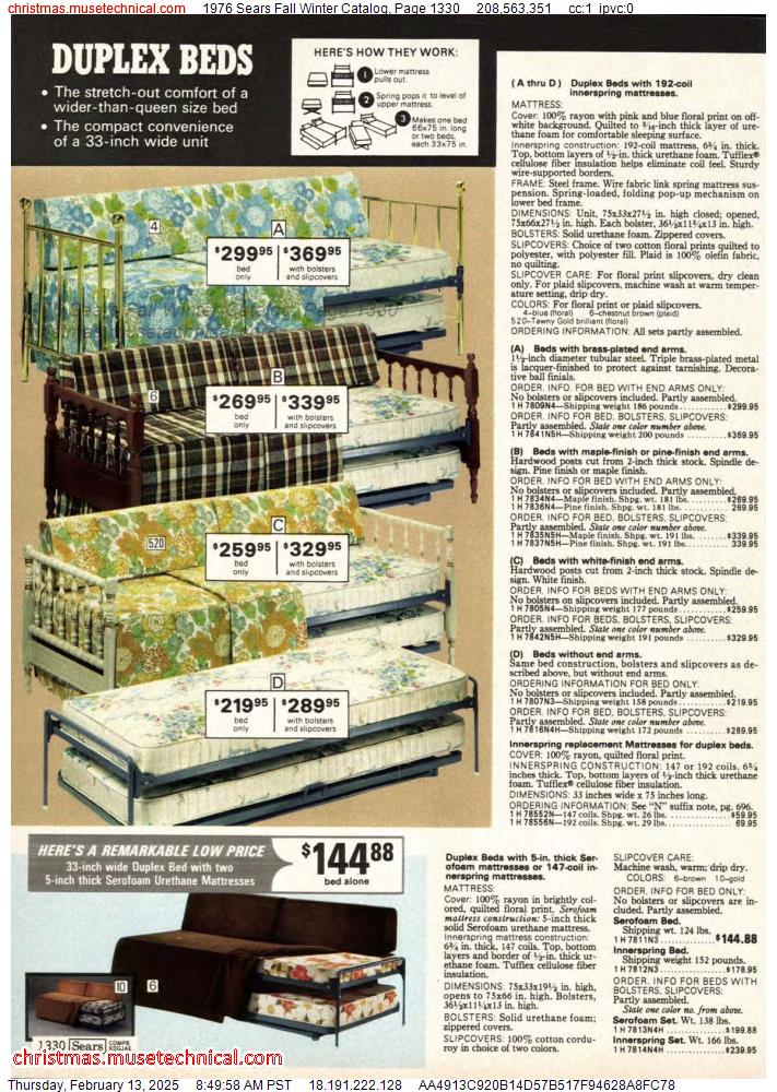 1976 Sears Fall Winter Catalog, Page 1330