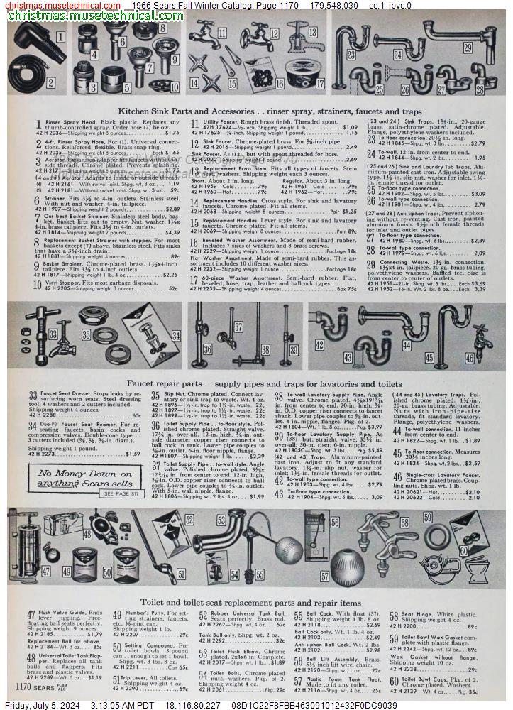 1966 Sears Fall Winter Catalog, Page 1170