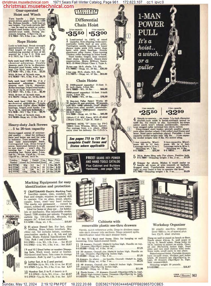 1971 Sears Fall Winter Catalog, Page 961
