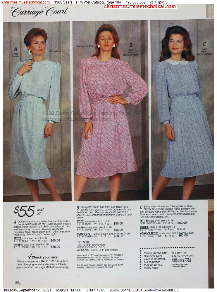 1988 Sears Fall Winter Catalog, Page 194 - Catalogs & Wishbooks