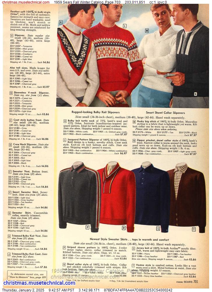 1959 Sears Fall Winter Catalog, Page 703