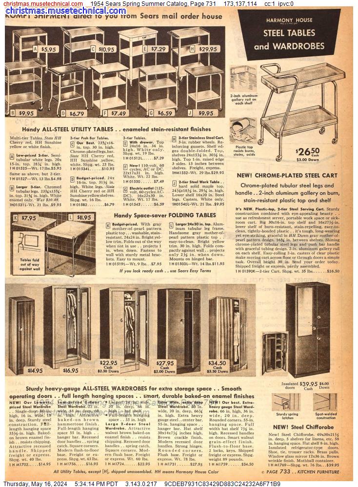 1954 Sears Spring Summer Catalog, Page 731