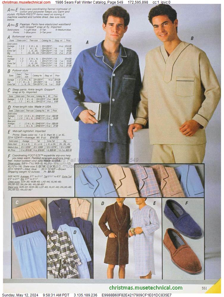 1986 Sears Fall Winter Catalog, Page 549
