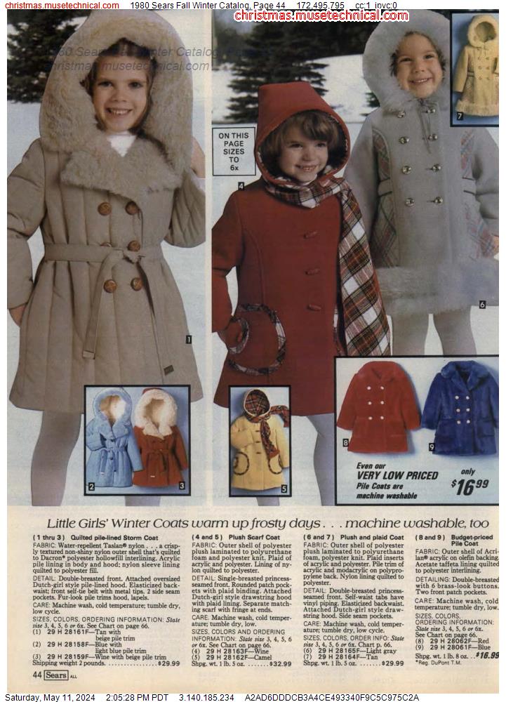 1980 Sears Fall Winter Catalog, Page 44