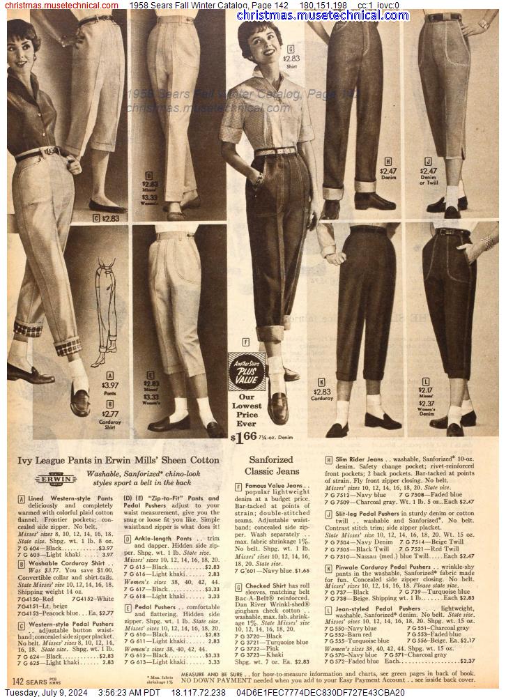 1958 Sears Fall Winter Catalog, Page 142