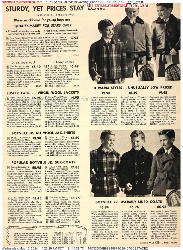 1950 Sears Fall Winter Catalog, Page 129