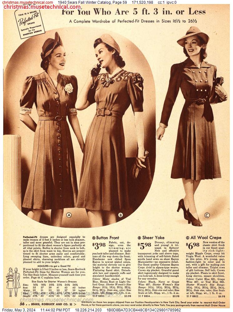 1940 Sears Fall Winter Catalog, Page 59