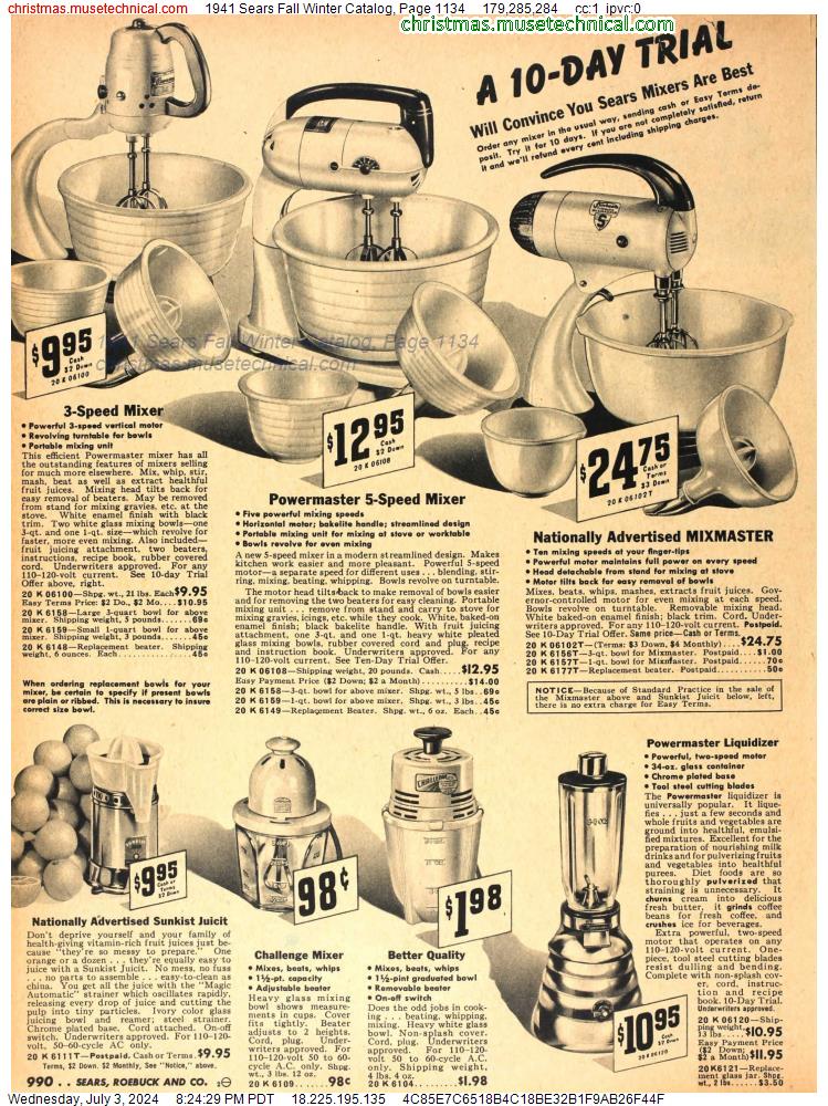 1941 Sears Fall Winter Catalog, Page 1134