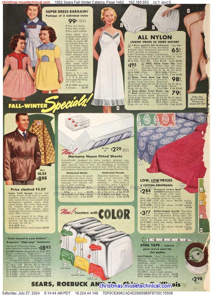1952 Sears Fall Winter Catalog, Page 1462