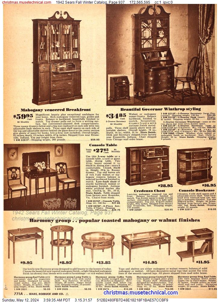 1942 Sears Fall Winter Catalog, Page 937
