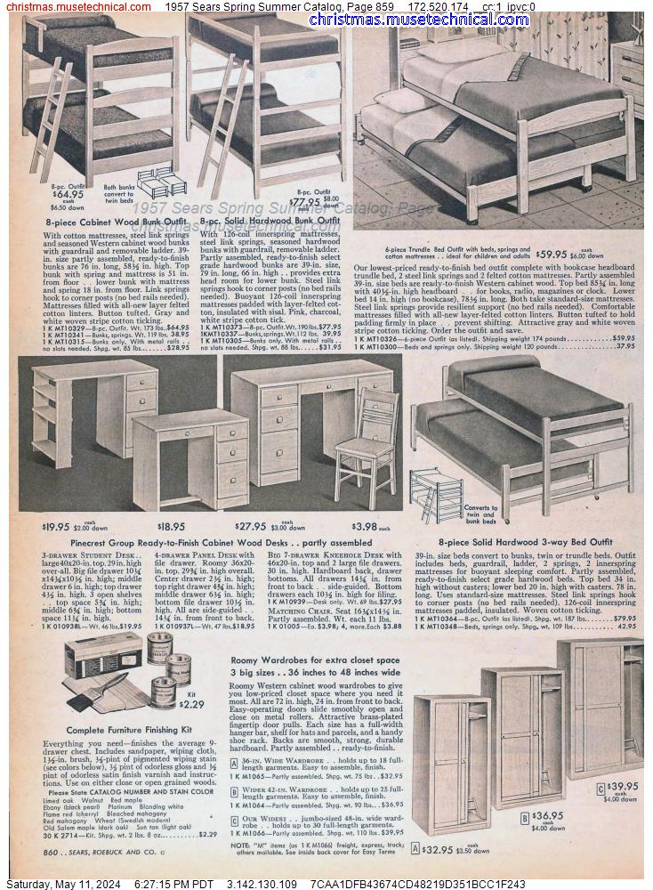 1957 Sears Spring Summer Catalog, Page 859