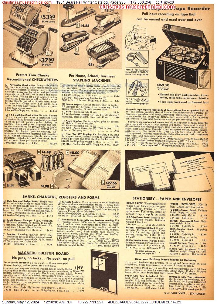 1951 Sears Fall Winter Catalog, Page 935
