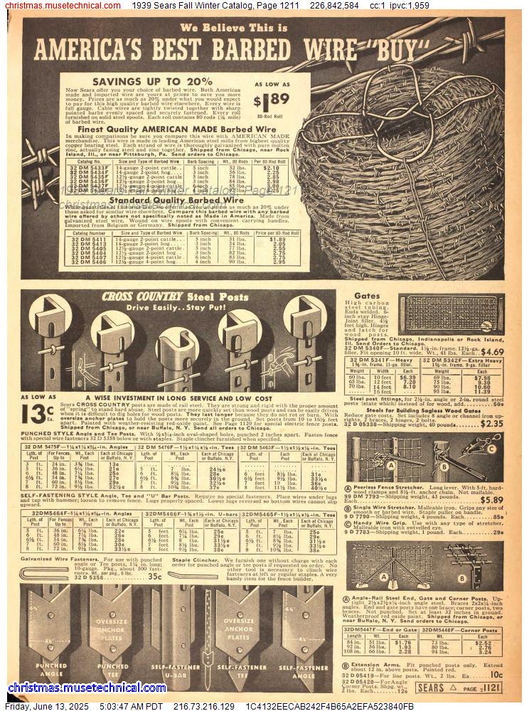 1939 Sears Fall Winter Catalog, Page 1211