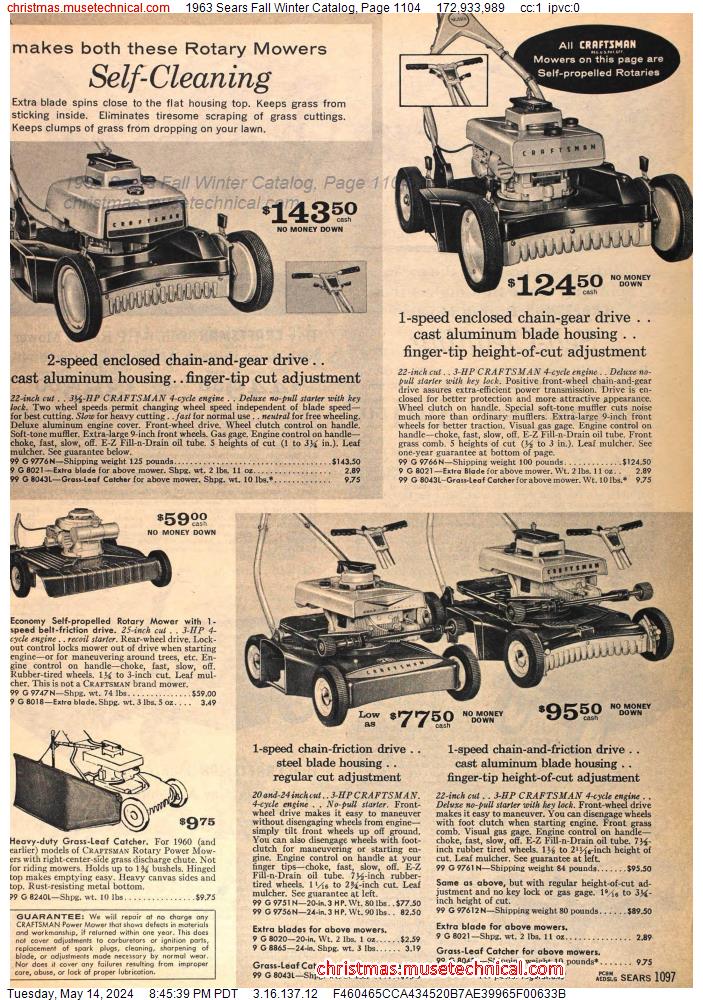 1963 Sears Fall Winter Catalog, Page 1104