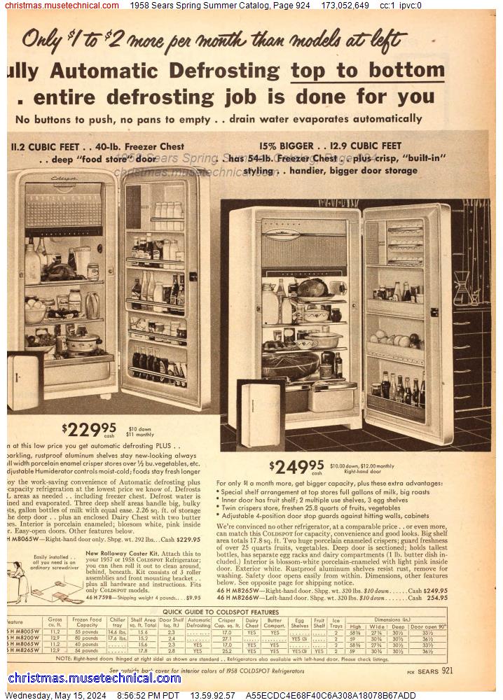 1958 Sears Spring Summer Catalog, Page 924