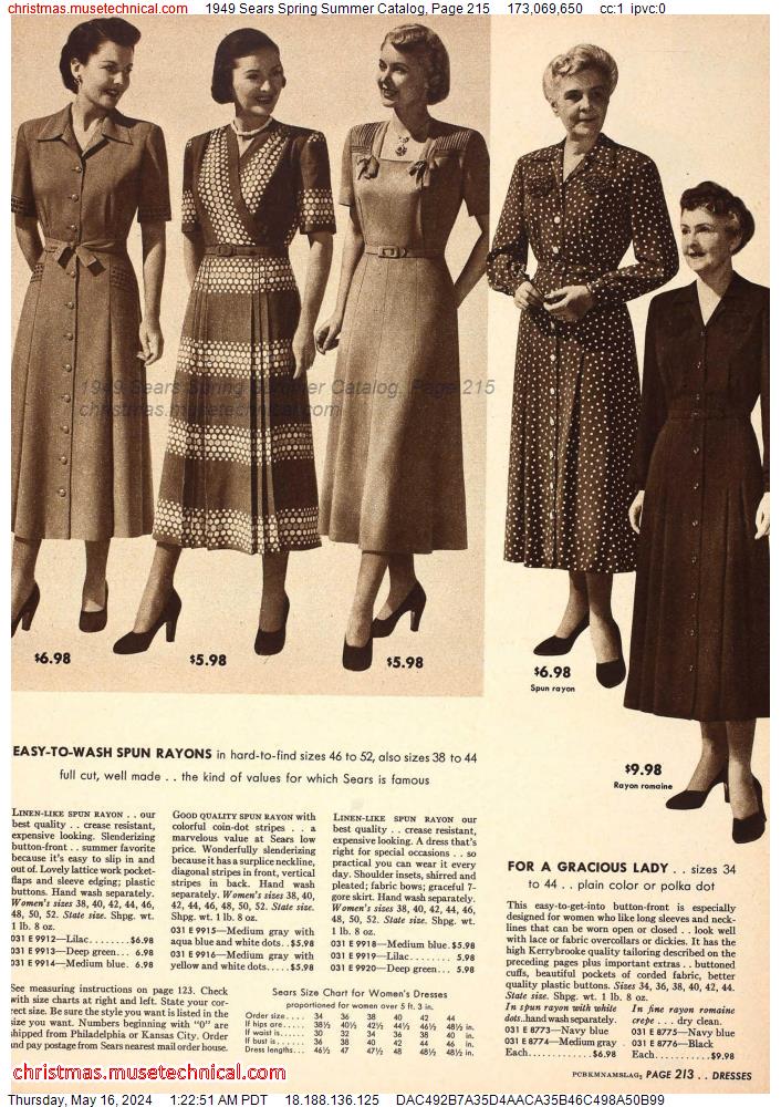 1949 Sears Spring Summer Catalog, Page 215