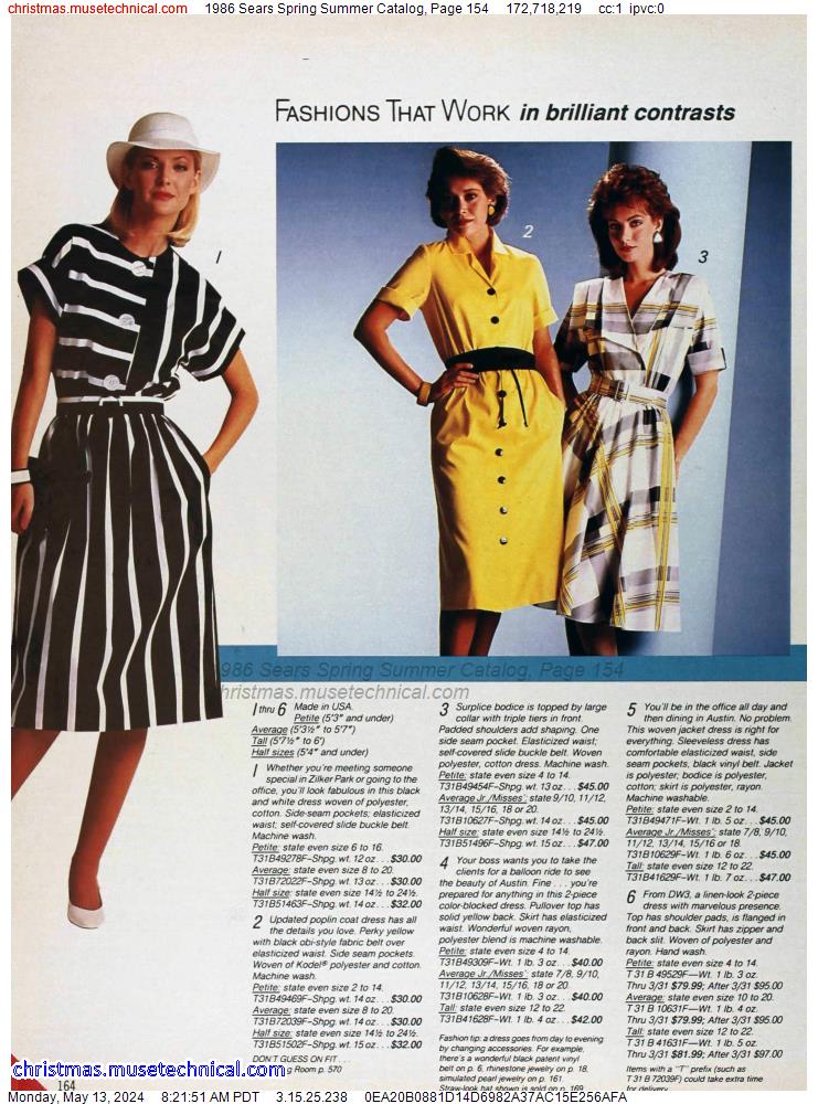 1986 Sears Spring Summer Catalog, Page 154