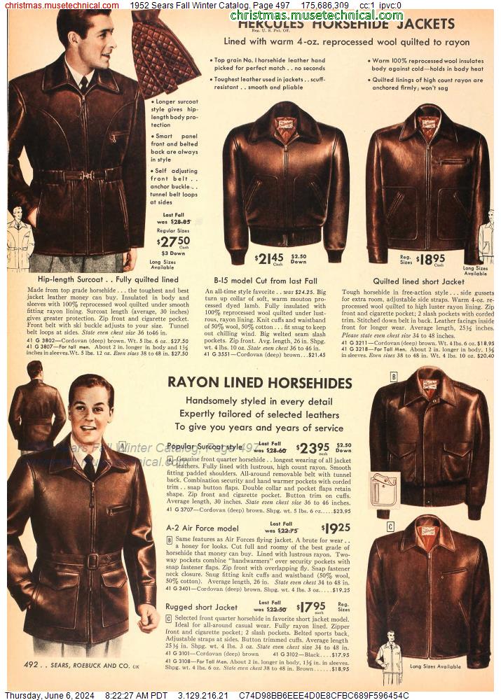 1952 Sears Fall Winter Catalog, Page 497