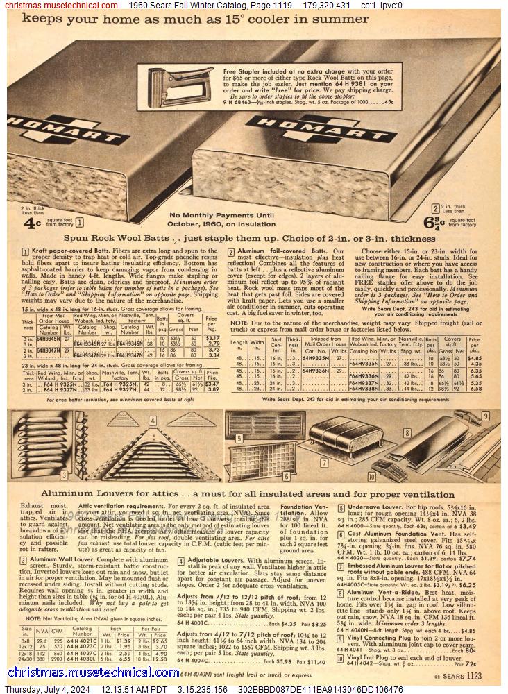 1960 Sears Fall Winter Catalog, Page 1119