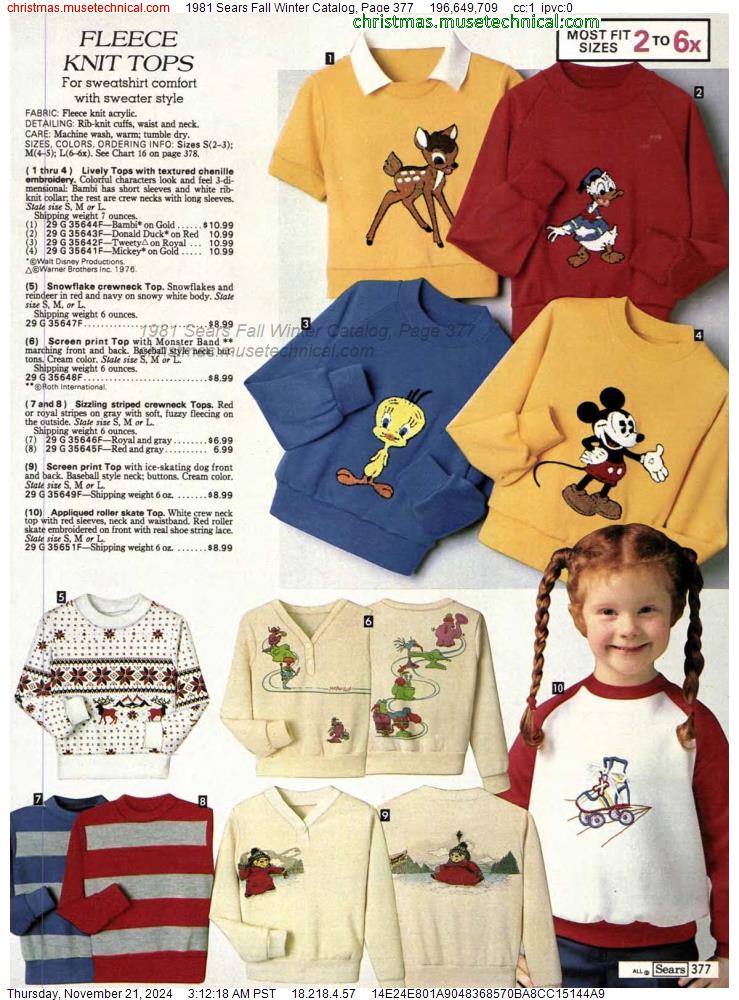 1981 Sears Fall Winter Catalog, Page 377