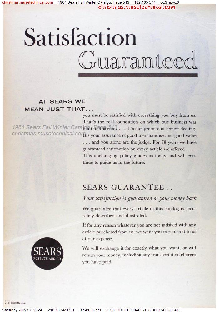 1964 Sears Fall Winter Catalog, Page 513