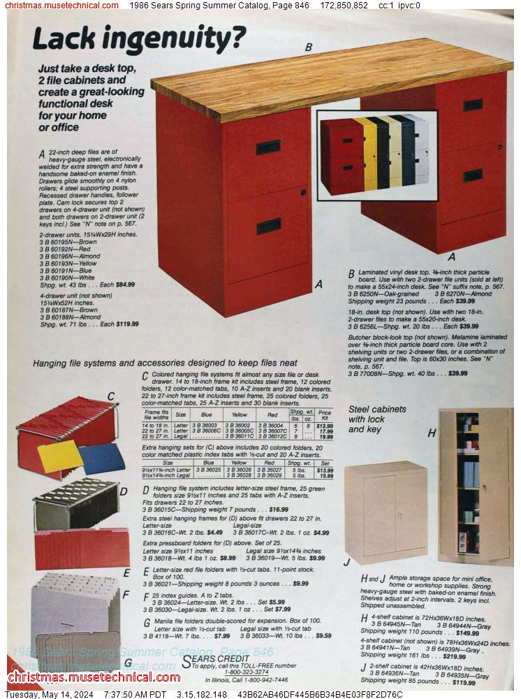 1986 Sears Spring Summer Catalog, Page 846