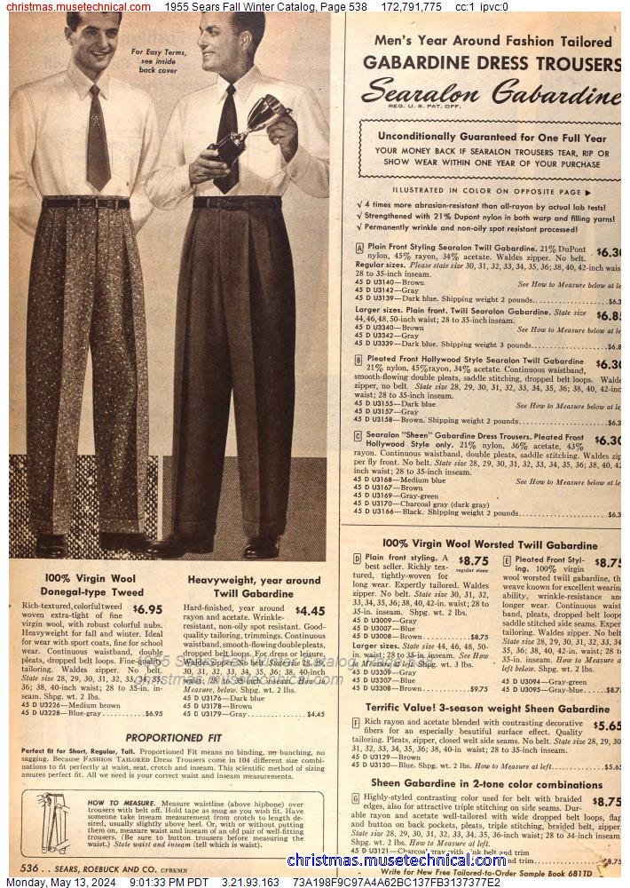 1955 Sears Fall Winter Catalog, Page 538