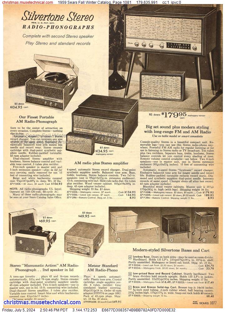 1959 Sears Fall Winter Catalog, Page 1081