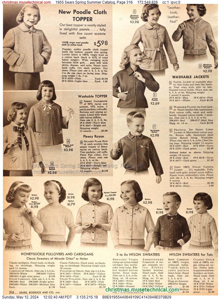 1955 Sears Spring Summer Catalog, Page 316