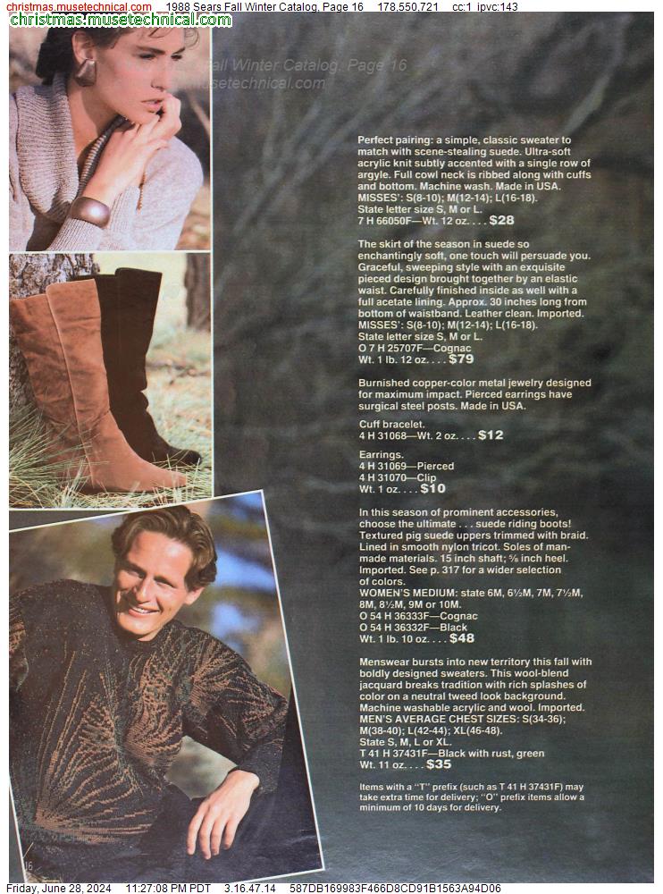 1988 Sears Fall Winter Catalog, Page 16