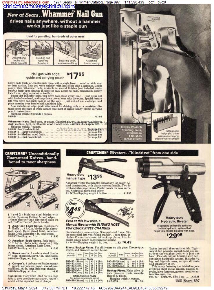 1974 Sears Fall Winter Catalog, Page 897