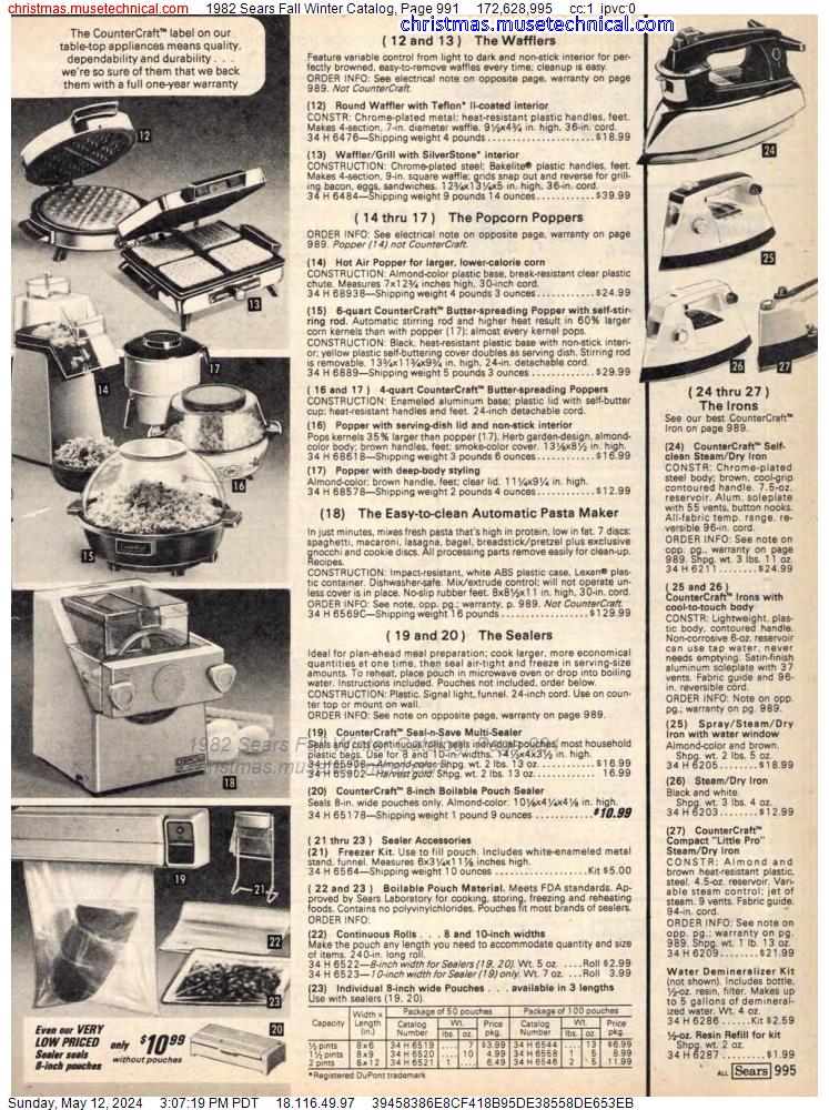 1982 Sears Fall Winter Catalog, Page 991